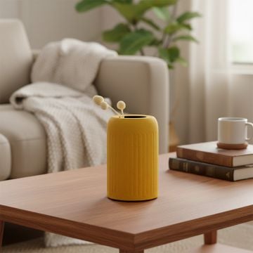 papier ridge vase yellow main lifestyle