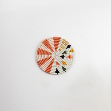 Raffia Handwoven Wall Basket- Small White Background