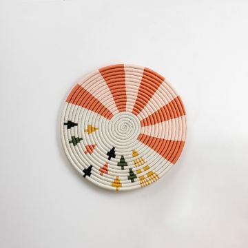 Raffia Handwoven Wall Basket- Large White Background
