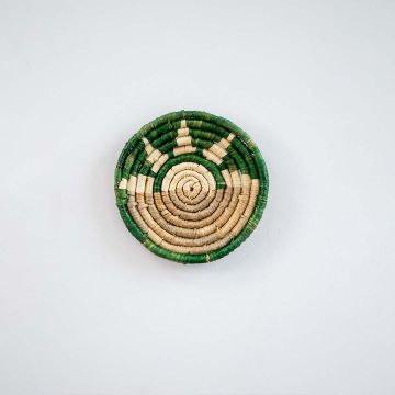 Rising Sun Handwoven Sabai Grass Hanging Wall Basket Green Small White Background