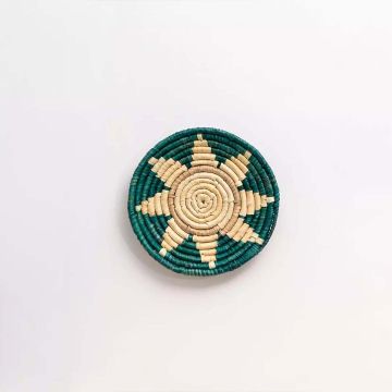 Rising Sun Handwoven Sabai Grass Hanging Wall Basket Green Medium White Background