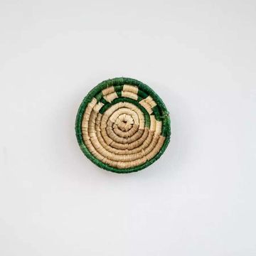 The Aurora Handwoven Sabai Grass Hanging Wall Basket Green Small White Background