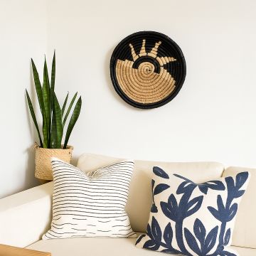 sunny side handwoven sea grass hanging wall basket black large main main lifestyle