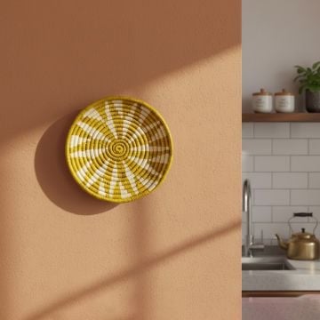 inviting sunflower handwoven sea grass hanging wall basket yellow main lifestyle