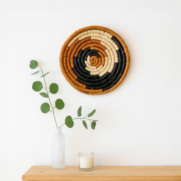 coastline charm handwoven sabai grass hanging wall basket large black main main lifestyle