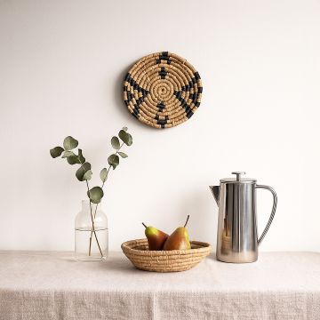 medieval touch handwoven sabai grass hanging wall basket medium black main main lifestyle