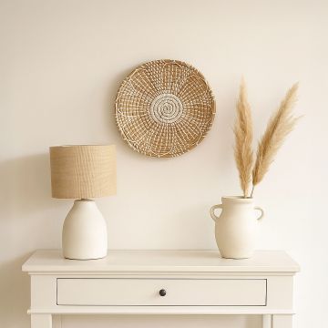 summer sunshine handwoven sabai grass hanging wall basket medium white main main lifestyle