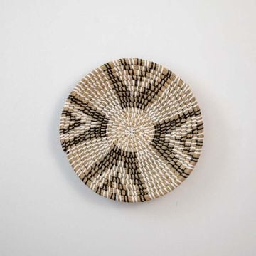 Summer Sunshine Handwoven Sabai Grass Hanging Wall Basket Medium Brown White Background