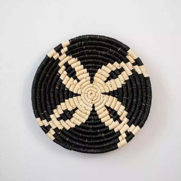 The Chifa Handwoven Sabai Grass Hanging Wall Basket Black White Background