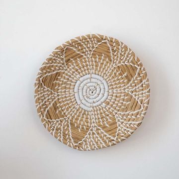 Yuto Handwoven Sabai Grass Wall Hanging Basket White Medium White Background