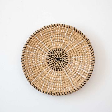 Aria Handwoven Sabai Grass Hanging Wall Basket Beige Medium White Background