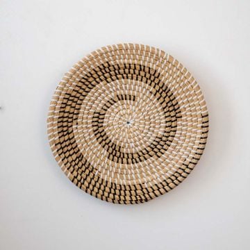Yoshi Handwoven Sabai Grass Hanging Wall Basket 2 0 Black Beige Dimensions