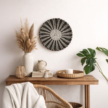 black peony handwoven wall basket main lifestyle