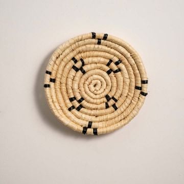 Shallow Handwoven Wall Basket Decor White Background