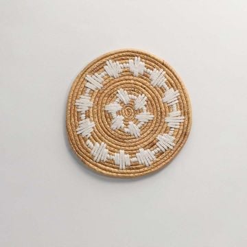Candy Tinge Hand Woven Sabai Grass Wall Basket White Background