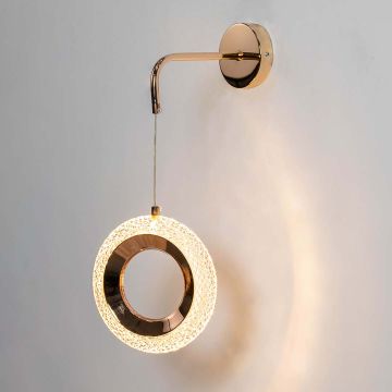 Elite Rose Gold Wall Light Light On White Background