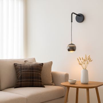 minimalist round ball metal wall Light black main lifestyle