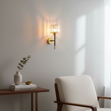 aura beam black gold metal wall lamp main lifestyle
