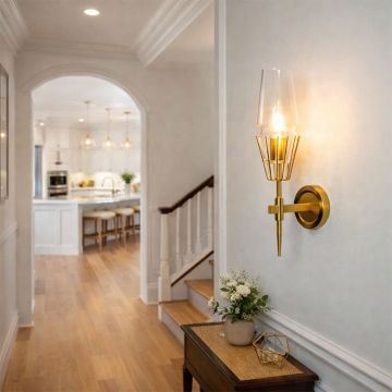 diamond shape glass metal golden wall lamp main lifestyle