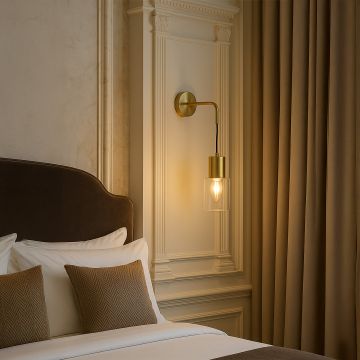 european style brass wall lamp clear glass lamp shade main lifestyle