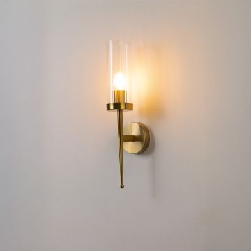 Modern Cylindrical Glass Golden Lighting Fixture Light on White Background