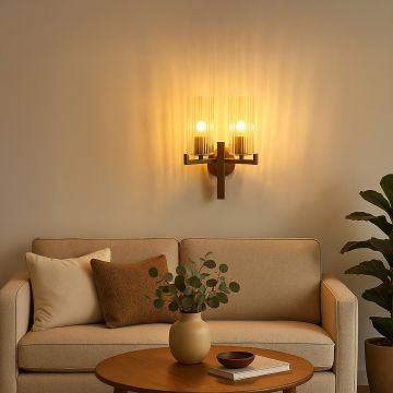 evolve double nordic style modern golden metal glass light main lifestyle