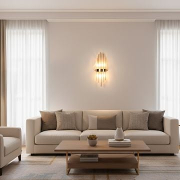 ignite crystal glass modern gold metal wall light with steel brackets main lifestyle