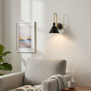 cosmos industrial style black metal wall light fixture main lifestyle