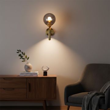 smoky grey round glass wall sconce main lifestyle