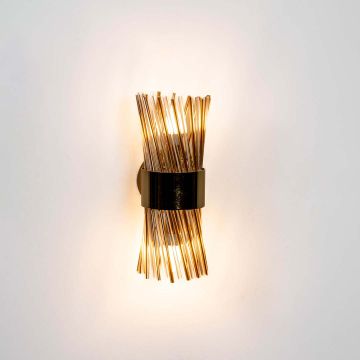 Modern Gold Crystal Glass   Metal Wall Sconce Light On White Background