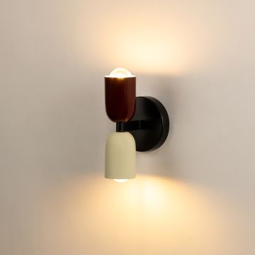 Up Down Wall Lamp Colored Red White Light On White Background