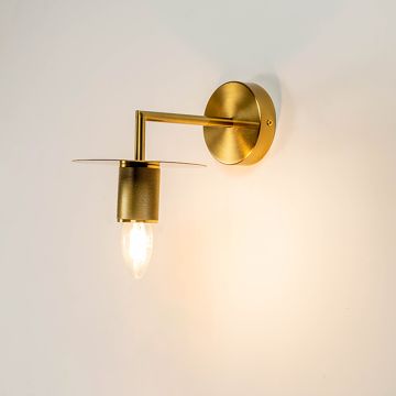 Leven Glass Antique Brass Wall Light Light On White Background