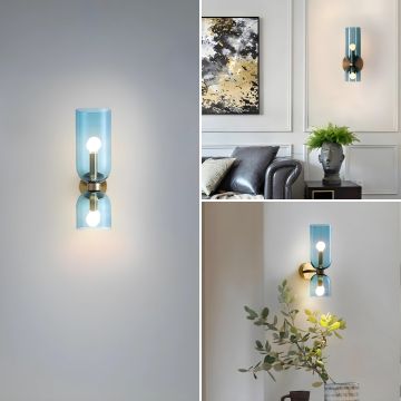 Modern Style Brass   Blue Wall Light Lifestyle