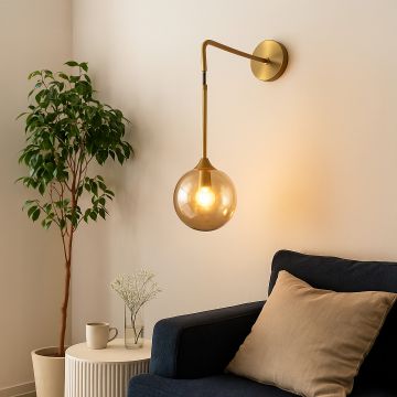 junzc amber glass geometric round wall mount sconce main main lifestyle