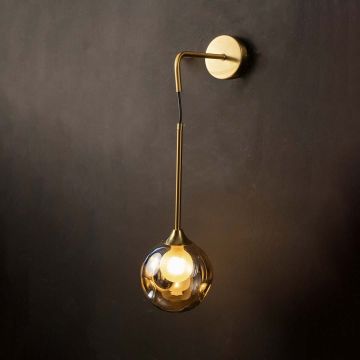 Junzc Smoky Glass Geometric Round Wall Mount Sconce Light On Black Background