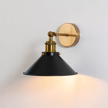 Vintage Bronze Wall Light Black Light on White Background