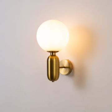 Aballs Wall Light Gold White Light on White Background