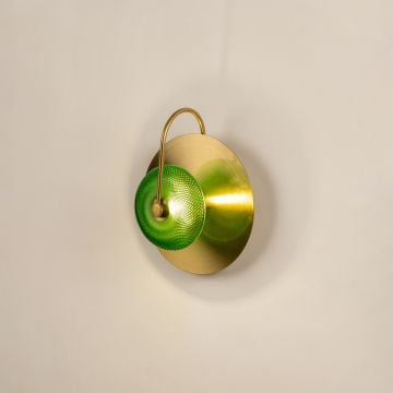 Green Apple Glass Wall Light Light On White Background