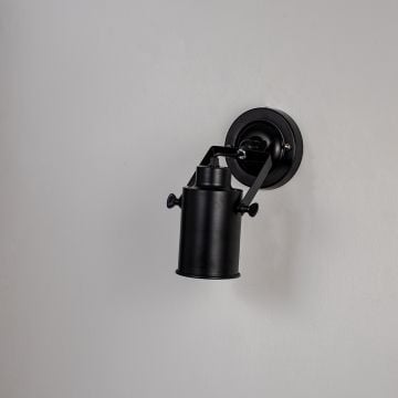 Cylinder Metallic Wall Sconce Black Light Off White Background