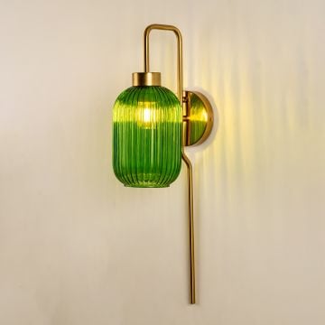 Dragon Fly Glass LED Wall Lamp Green Light On White Background