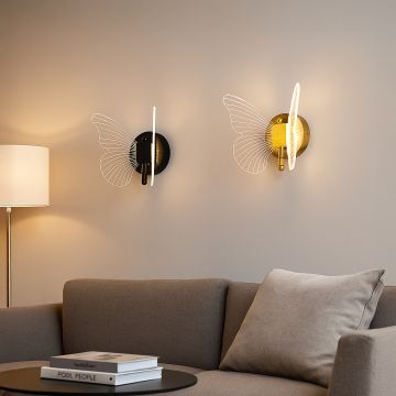 butterfly led wall lamp black main lifestyle