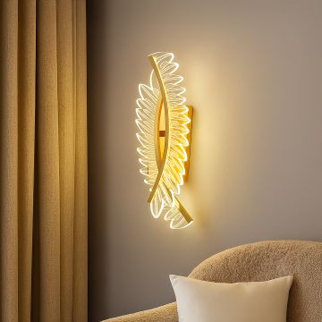 swan arcylic led wall light gold main lifestyle