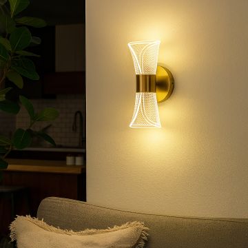sora acrylic led wall light gold main lifestyle