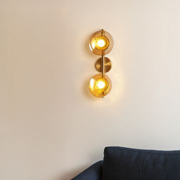 ceto 2 light brass wall lamp amber main lifestyle