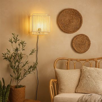 ren woven wall light white main lifestyle