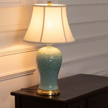 Alabaster Decorative Table Lamp Light On White Background
