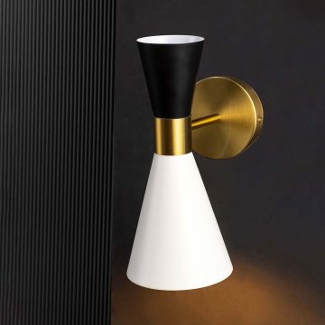 Andrav Black Gold Wall Light Light On Black Background
