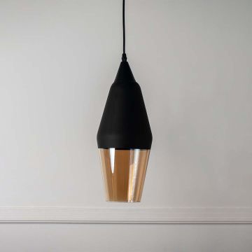 Antique Metal Pendant Lamp - Black Light Off White Background