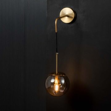 Avior Glass Wall Light - Round Light On Black Background