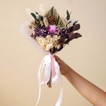 Baby Pink Magic Flower Bouquet | Bunch of Dried Flowers for GiftHand Image